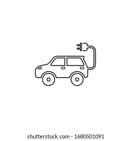Electric auto line icon. Flat design. Vector illustration