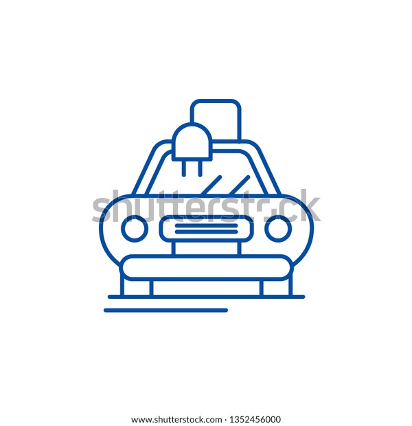 Electric\
automatic car line icon concept. Electric automatic car flat \
vector symbol, sign, outline\
illustration.