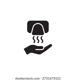 Electric Automatic Hand Dryer Icon Touchless Hygiene Symbol.