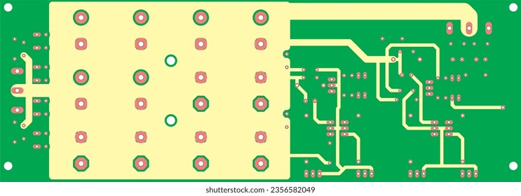 Electric background. Vector pcb pattern. 
Printed circuit board of an electronic 
device with
conductors and contact pads placed on it. 
Engineering drawing