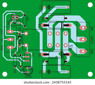 Electric background. Vector pcb pattern. Printed circuit board of an electronic  device with
conductors and contact pads placed on it. Engineering drawing.