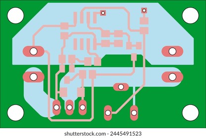 Electric background. Vector pcb pattern. 
Printed circuit board of an electronic 
device with
conductors and contact pads placed on it. 
Engineering drawing.