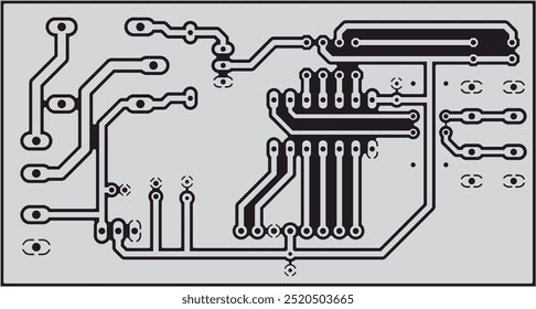 Electric background. Vector pcb pattern. Printed circuit board of electronic device with
conductors and contact pads placed on it.  Engineering computer technic drawing. 