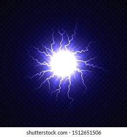 Electric ball with lightning effect. Energy flash sphere