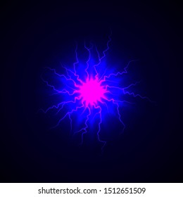 Electric ball with lightning effect. Energy flash sphere