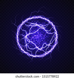 Electric ball with lightning effect. Energy flash sphere