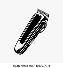 Electric barber clipper vector illustration, barber logo design isolated on white background