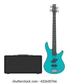 Electric Bass Guitar and Amplifier