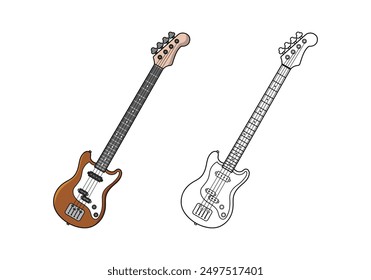 Electric Bass Guitar Design Illustration vector eps format suitable for your design needs logo illustration animation etc