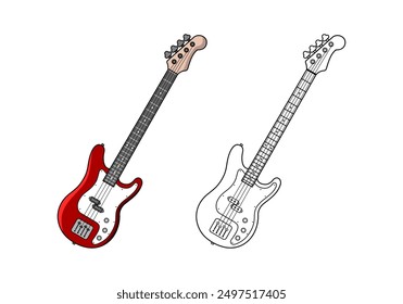 Electric Bass Guitar Design Illustration vector eps format suitable for your design needs logo illustration animation etc