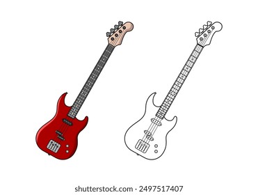 Electric Bass Guitar Design Illustration vector eps format suitable for your design needs logo illustration animation etc