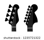 Electric and Bass Guitar Headstock Silhouettes isolated on white background. Vector silhouettes for music shop logo and emblem.