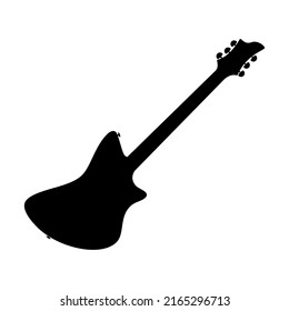 Electric bass guitar icon. Black silhouette of guitar. Music instrument icon isolated. Vector illustration.