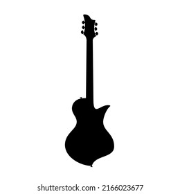 Electric bass guitar icon. Black silhouette of guitar. Music instrument icon isolated. Vector illustration.