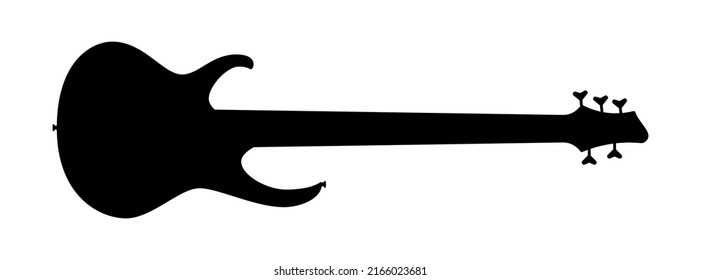 Electric bass guitar icon. Black silhouette of guitar. Music instrument icon isolated. Vector illustration.