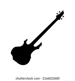 Electric bass guitar icon. Black silhouette of guitar. Music instrument icon isolated. Vector illustration.