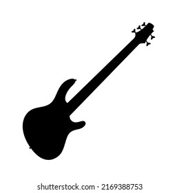 Electric bass guitar icon. Black silhouette of guitar. Music instrument icon isolated. Vector illustration.