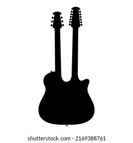 Electric bass guitar icon. Black silhouette of guitar. Music instrument icon isolated. Vector illustration.