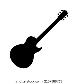 Electric bass guitar icon. Black silhouette of guitar. Music instrument icon isolated. Vector illustration.