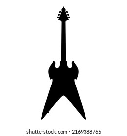 Electric bass guitar icon. Black silhouette of guitar. Music instrument icon isolated. Vector illustration.