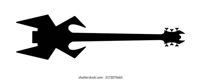 Electric bass guitar icon. Black silhouette of guitar. Music instrument icon isolated. Vector illustration.