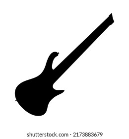 Electric bass guitar icon. Black silhouette of guitar. Music instrument icon isolated. Vector illustration.