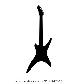 Electric bass guitar icon. Black silhouette of guitar. Music instrument icon isolated. Vector illustration.