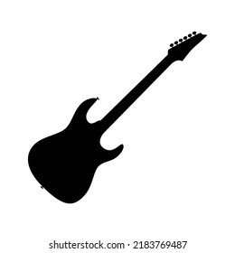 Electric bass guitar icon. Black silhouette of guitar. Music instrument icon isolated. Vector illustration.