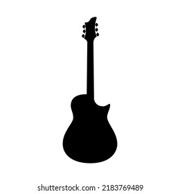 Electric bass guitar icon. Black silhouette of guitar. Music instrument icon isolated. Vector illustration.