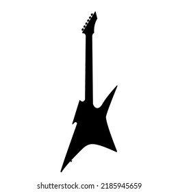 Electric bass guitar icon. Black silhouette of guitar. Music instrument icon isolated. Vector illustration.