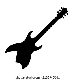 Electric bass guitar icon. Black silhouette of guitar. Music instrument icon isolated. Vector illustration.