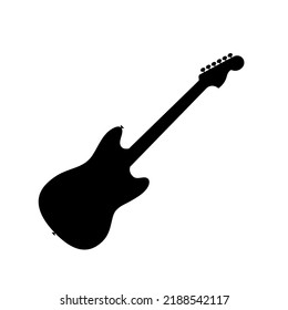 Electric bass guitar icon. Black silhouette of guitar. Music instrument icon isolated. Vector illustration.