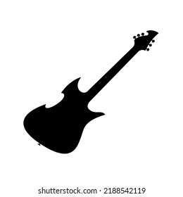 Electric bass guitar icon. Black silhouette of guitar. Music instrument icon isolated. Vector illustration.