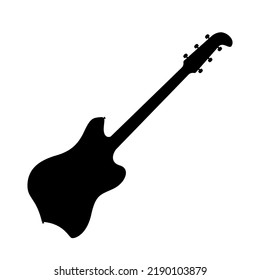 Electric bass guitar icon. Black silhouette of guitar. Music instrument icon isolated. Vector illustration.