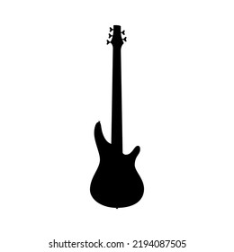 Electric bass guitar icon. Black silhouette of guitar. Music instrument icon isolated. Vector illustration.