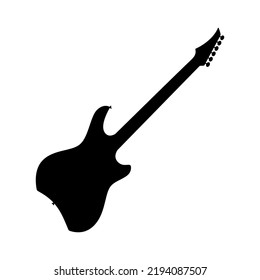 Electric bass guitar icon. Black silhouette of guitar. Music instrument icon isolated. Vector illustration.