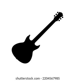 Electric bass guitar icon. Black silhouette of guitar. Music instrument icon isolated. Vector illustration.