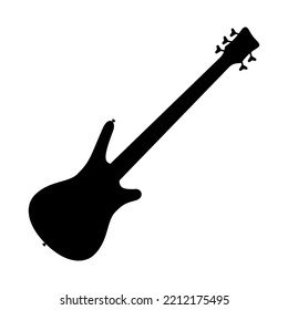 Electric bass guitar icon. Black silhouette of guitar. Music instrument icon isolated. Vector illustration.