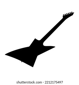 Electric bass guitar icon. Black silhouette of guitar. Music instrument icon isolated. Vector illustration.