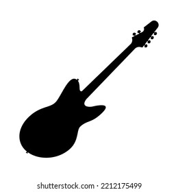 Electric bass guitar icon. Black silhouette of guitar. Music instrument icon isolated. Vector illustration.