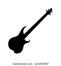 Electric bass guitar icon. Black silhouette of guitar. Music instrument icon isolated. Vector illustration.