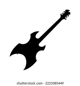 Electric bass guitar icon. Black silhouette of guitar. Music instrument icon isolated. Vector illustration.