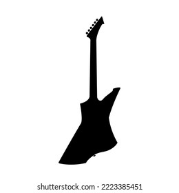 Electric bass guitar icon. Black silhouette of guitar. Music instrument icon isolated. Vector illustration.