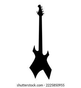 Electric bass guitar icon. Black silhouette of guitar. Music instrument icon isolated. Vector illustration.