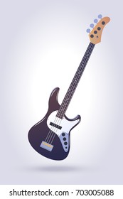 Electric bass guitar isolated on light blue  background