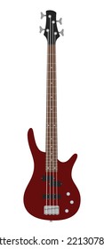 Electric bass guitar vector color illustration. Isolated on white background. Musical instrument.