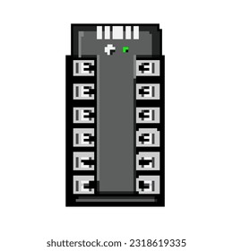 vector retro de arte de píxeles de la batería eléctrica de respaldo de juego. carga de la industria de bits, respaldo de batería eléctrica de autos de tecnología. ilustración vintage antigua