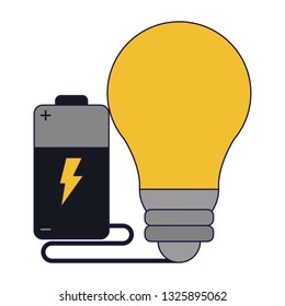 electric battery and bulb light symbol