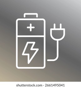 Batería eléctrica con el icono del enchufe de carga en fondo del gradiente