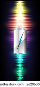 electric battery energy, vector illustration, dark colorful Light Abstract Technology background for computer graphic website internet. wave. silver